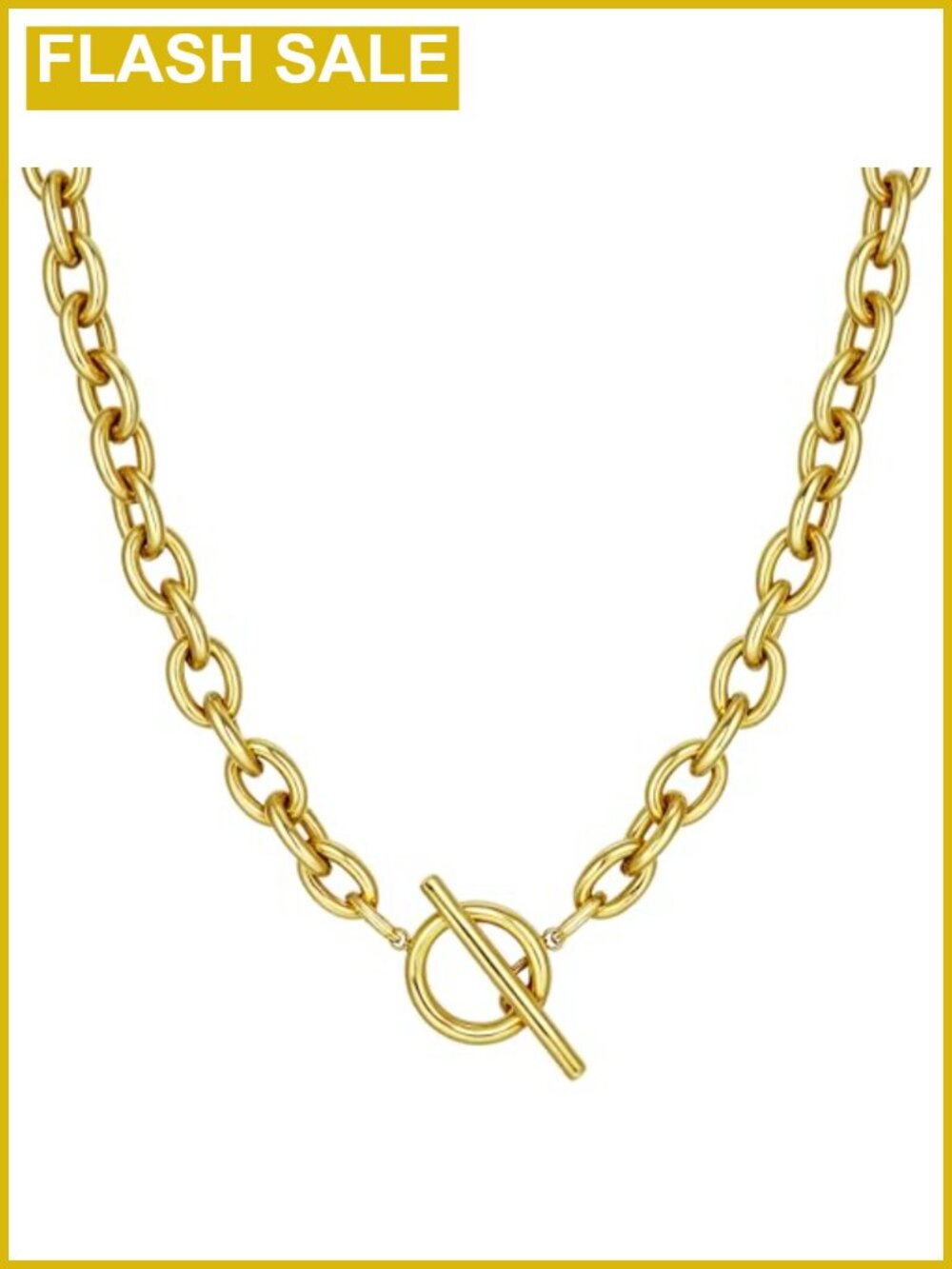 Chunky Gold Plated Necklace Stainless Steel Toggle Link Chain Women Statement